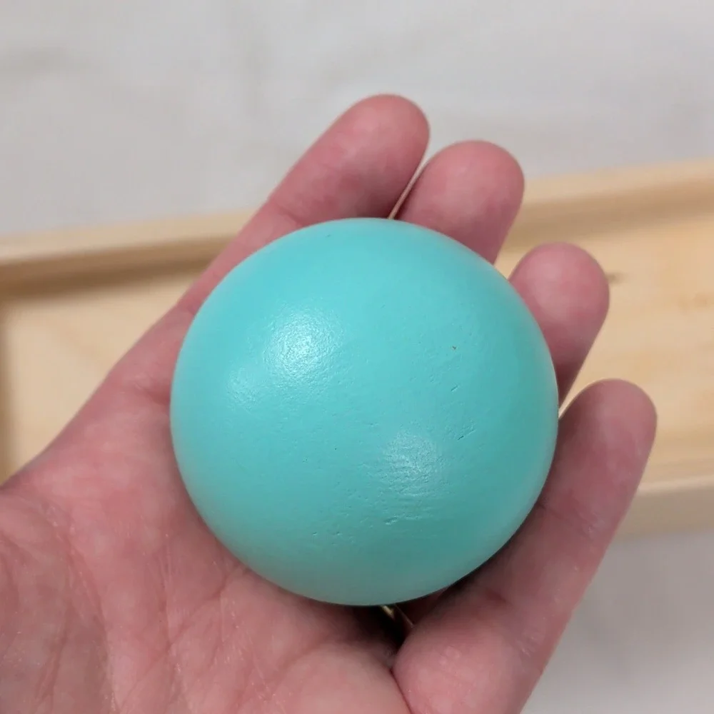 Lovevery Wooden Object Permanence Box with Teal Ball Montessori Toy Thinker Kit